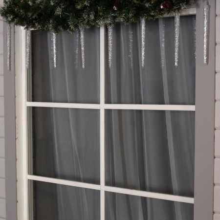 Garland “icicles rhyflated” 2.5 × 0.3 m, IP65, transparent thread, 192 LED, glow warm white with a drain effect, 12 V effect-1
