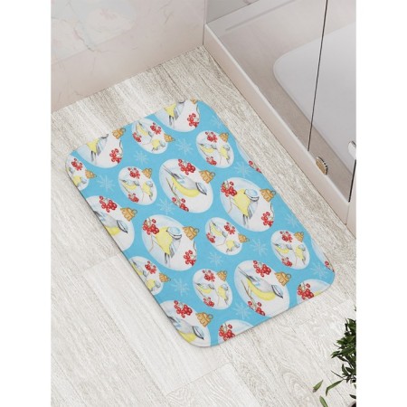 Bathroom mat “Tits on a branch”, anti -slip, size 52x77 cm