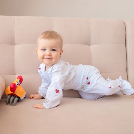Body baby with minku ruffles, milk color, height 80-86 cm-6