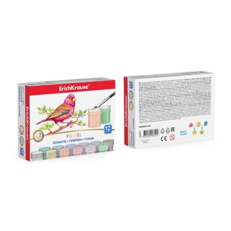 Gouache 12 colors x 20 ml Erichkrause Pastel, in cardboard packaging-3