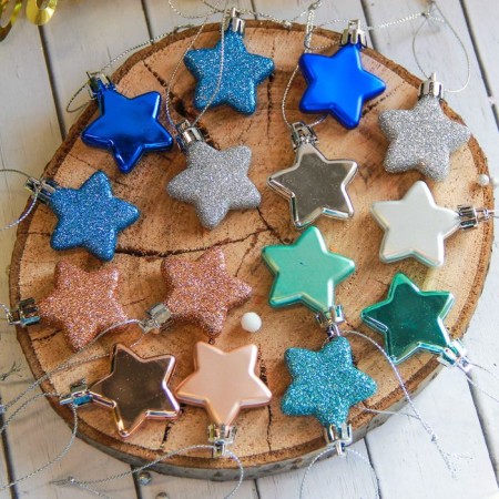 Christmas tree decoration "Assorted Stars" (set 15 pcs) 3.5 cm