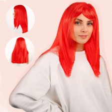 Carnival wig, long straight hair, red color, 120 g