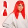 Carnival wig, long straight hair, red color, 120 g