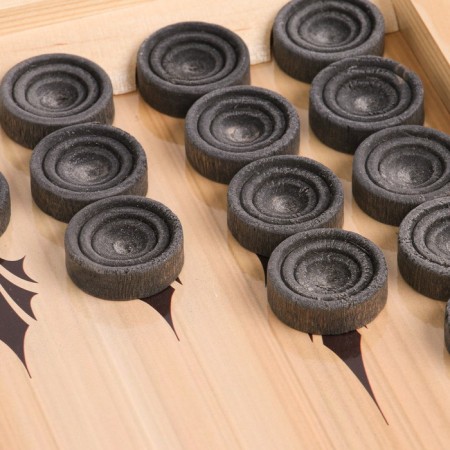 Backgammon "lion and tiger", wooden board 50 x 50 cm, with a field for playing checkers-3