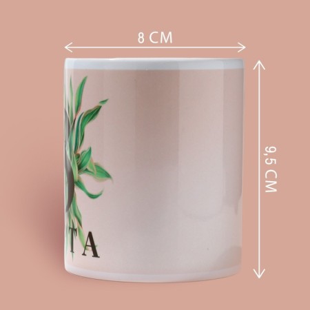 Ceramic mug of foliage, 320 ml, pink color-1