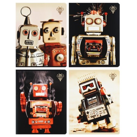 Notebook of 48 sheets in a cage on a "robots" paper clip, cover coated cardboard, matte lamination, mix