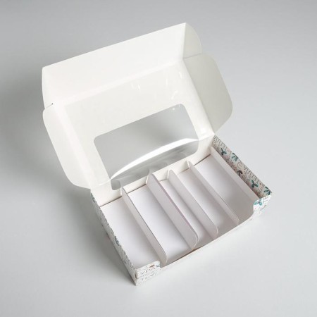 Box for eclairs with inserts - 5 pcs “Let it Snow”, 25.2 x 15 x 7 cm, New Year-2