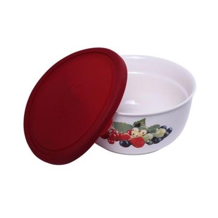 A set of 2 ceramic salad bowls with silicone covers, 0.6/1.2 l-3