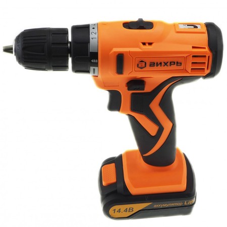 Drill-shuruvret vortex DA-14.4L-2K, 14 V, 2x2 Ah, 1350 rpm, 30 nm, bits-6 pcs., Case