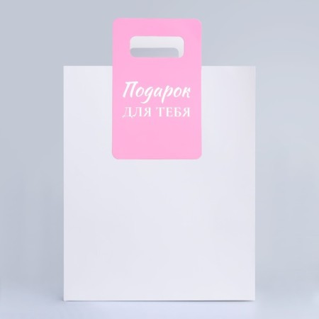 Gift package with a cut handle 26 x 32 x 10 cm, white-1