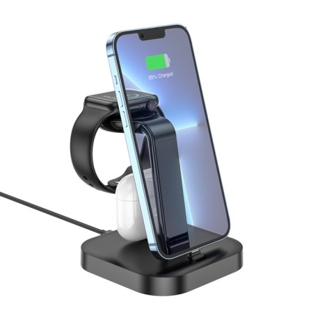 Hoco CW43, 3 B charger, for smart hours, 1 type-C, 2.4 A, black