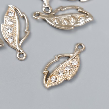 Decor for creativity Metal "Golden Leaf" rhinestones 2.5x1.2 cm