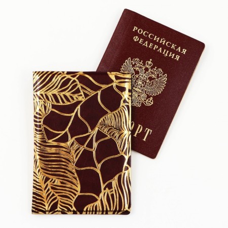 Cover for passport "Texture leaves", artificial leather-4
