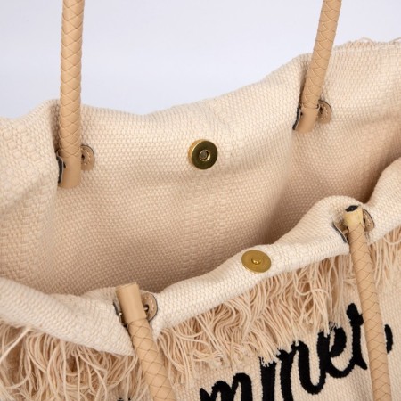 Bag - Shoper beach "Summer Vaib", 45x33x18 cm, beige color-6