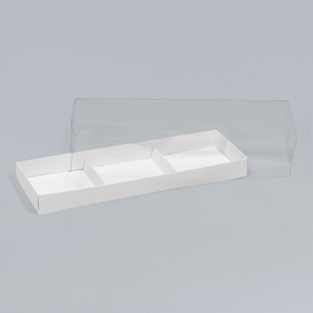 Box for mousse cakes 3 pieces, 26x8.5x6 white-3