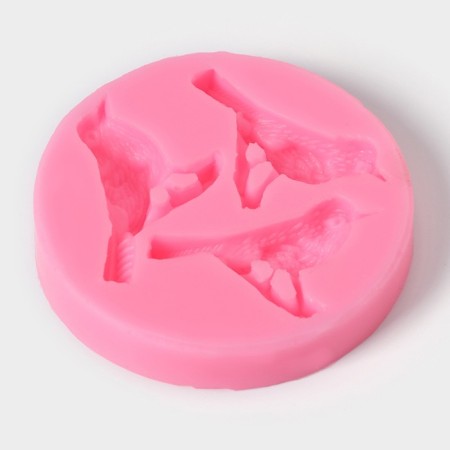 Mold Dolyana "Three Birds", silicone, 6.5 × 1.1 cm, pink color-1