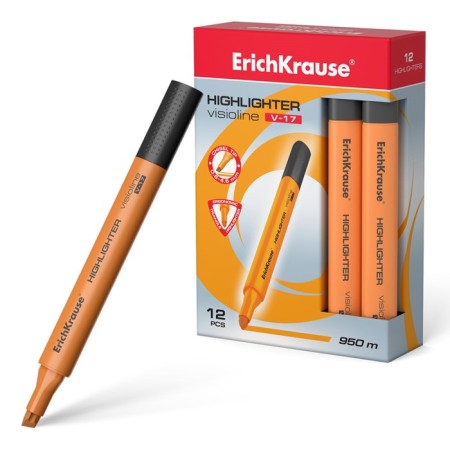 Marker Text Moistener Erichkrause Visioline V-17, 0.6-4.5 mm, water-based ink, orange