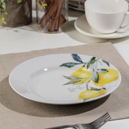 Porcelain plate "Lemons", d = 20 cm, white-1