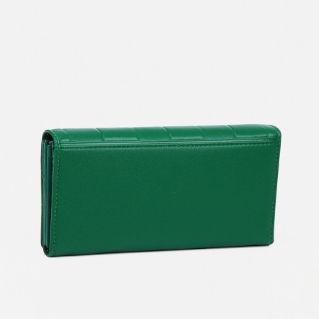 Women's wallet on magnets, green color-1
