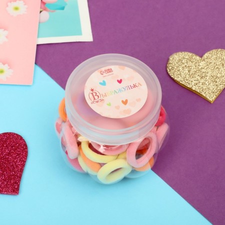 Hair elastic band "Polesh" (set 50 pcs) Tenderness, 2 cm, mix-1