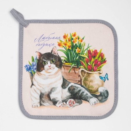 Kitchen "beloved grandmother" mittens-output 20x28cm, 19x19cm tack, 100% cotton-3