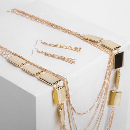 Set 2 objects: earrings, “unison” beads rectangles, color gold, 80 cm-3