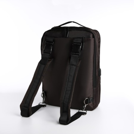 A backpack-snuffle with a zipper, 2 outer pockets, brown color-3