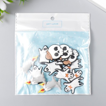 Decor for creativity rubber "Ghost and Skull", set 16 pcs., 3 × 2.3 cm, mix-4