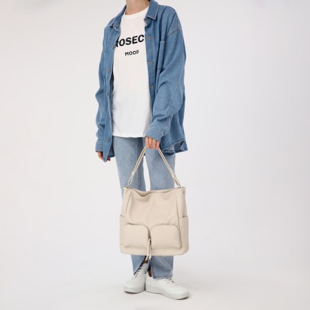 Lugus bag, 3 outer pockets, milk color-8