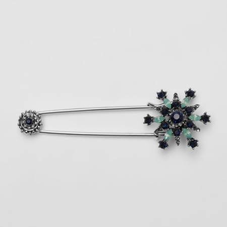 Snowflake Christmas Snowflake Original, 7.5 cm, blue color in black silver-2