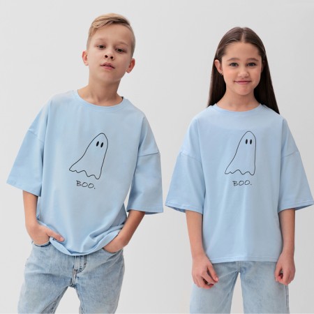 Children's Minaku T -shirt: Exclusive Print, Blue color, height 110 cm
