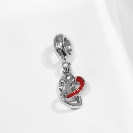 Suspension "Foam Hearts", red-white color in silver-1