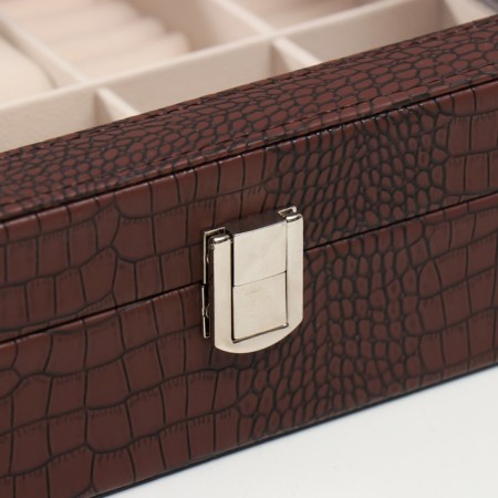 The casket to the leatherette to the clock 6 departments and jewelry "Coffee python" matte 7.7x20x25.5 cm-1