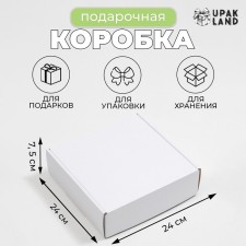 Self -charged box, white, 24 x 24 x 7.5 cm