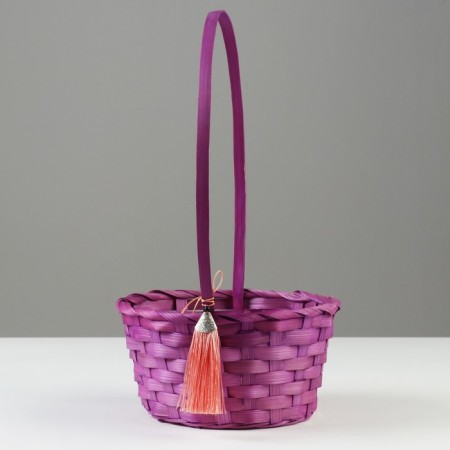 Wicker basket, d19 x 9 x 32 cm, purple, bamboo-2