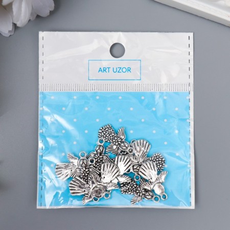 Decor for creativity Metal "Angel in a dress in daisies" Silver G123B734 2.2x1.6 cm-3