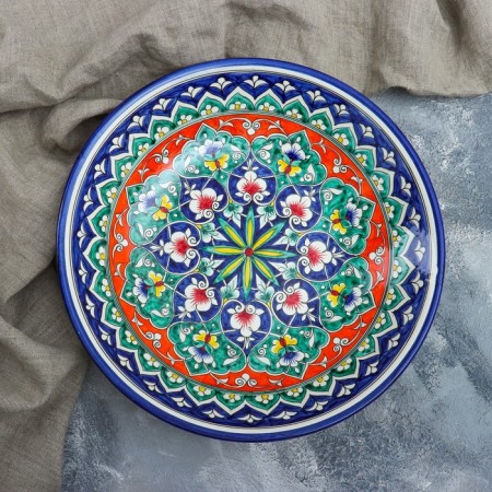 Largan Rishtan ceramics "Flowers", 33 cm, blue-1