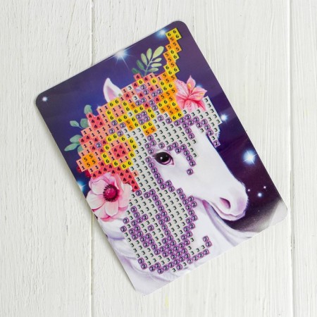 Diamond mosaic on a box with partial filling for children “Magic Unicorn”, 8.5 x 11 cm-4