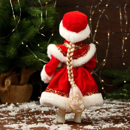 Snegurochka under the Christmas tree "Winter magic. In a lush fur coat ", 30 cm, red-2