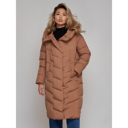 Coat insulated winter female, size 44, brown color-16
