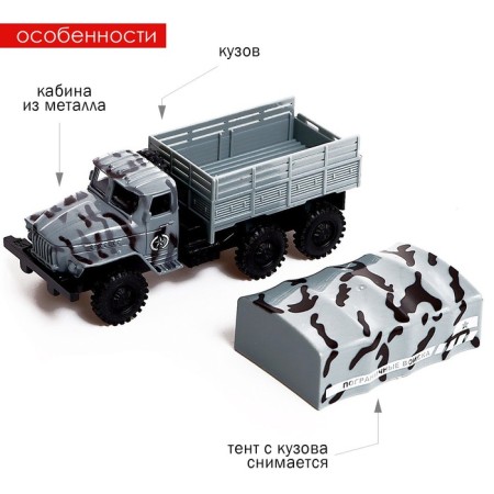 Metal truck "Ural" Border Troops ", inertia, scale 1:43-2