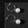 Earrings with pearls "Karelia" sphere on the ring, white color in silver, d = 2.5, bead No. 16