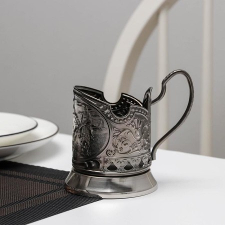 The cup holder "Three heroes", D = 72mm, nickel -ichel, with blackening-2