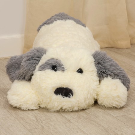 Soft toy "Dog", 80 cm, white-gray color-1