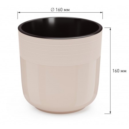 Kashpo for flowers with an insert "Linel", 2.7 l, d = 16 cm, h = 16 cm, beige color-3