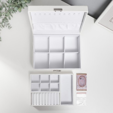 Casket to the leatherette for jewelry "White matte" 8.7x23x17.5 cm-4