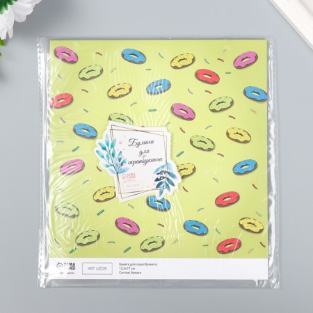 Scrapbooking paper bilateral "butterflies and donuts" density 180 g 15.5x17 cm-5