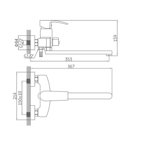 Accoona A7121 bath mixer, single -leaf, silumin, chrome-8