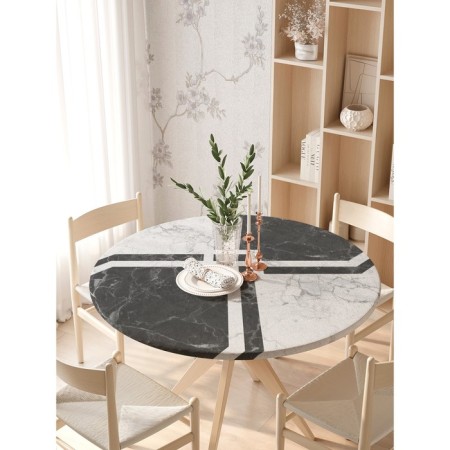 The tablecloth "Marble tiles", round, oxford, elastic band, size 140x140 cm, diameter 105-120 cm-2