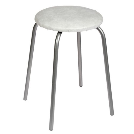 Stool "economy" silver metallic/white marble